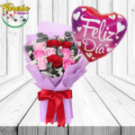 RAMO 3 LINEAS 9 ROSAS Y GLOBO