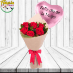 RAMO DE 6 ROSAS Y GLOBO FELIZ DIA