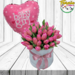 CAJA BOX DE 40 TULIPANES Y GLOBO