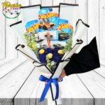 RAMO 4 ROSAS AZULES, 3 BOMBONES Y 3 AUTO HOT WHEELS