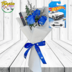 RAMO 3 ROSAS AZULES Y AUTO HOT WHEELS