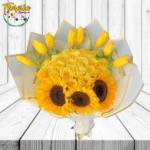 RAMO ROMANTICO 25 ROSAS 3 GIRASOLES 8 TULIPANES