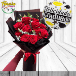 RAMO 11 ROSAS ECUATORIANAS Y GLOBO METALIZADO