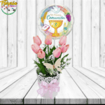 REGALO PRIMERA COMUNIÓN 10 TULIPANES Y GLOBO