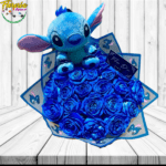RAMO 20 ROSAS AZULES Y PELUCHE STITCH