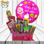 CAJA ARCOIRIS DE DULCES, CHOCOLATES Y GLOBO