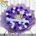 RAMO 80 ROSAS JABON BOUQUET BOMBONES FERREROS 100G Y CINTA