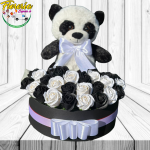 CAJA OSO 25 CM PANDA 30 ROSAS ETERNAS