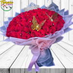 RAMO 85 ROSAS CON MARIPOSAS Y CORONA