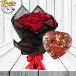 RAMO 20 ROSAS BOMBONES CORAZON HERARTS FOR YOU 12 UNID