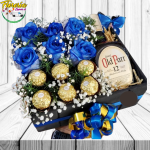 ARREGLO 6 ROSAS 6 BOMBONES CON BOTELLA OLD PARR 12 AÑOS