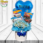 BOX CARRO HOT WHEELS DE 2 AUTO, MARAGRITAS, 1 CHOCOLATITOS Y GLOBITO