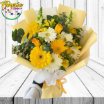 RAMO AMARILLO ENVIO A DOMICILIO 6 GEBRERAS 2 ROSAS Y FOLLAJE