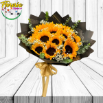 RAMO 15 GIRASOLES CON ENVOLTURA Y FOLLAJE