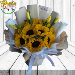 RAMO BOUQUET 11 GIRASOLES 4 TULIPANES