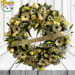 CORONA FUNEBRE HASTA PRONTO REDONDA 50 CM CON CINTA