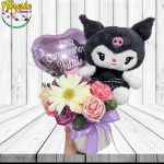 CAJA BOX MIX FLORAL GLOBO Y PELUCHE KUROMI