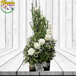 ARREGLO DE CONDOLENCIAS  EN ESPIRAL 12 ROSAS ETERNAS