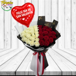 AMOR BICOLOR 25 ROSAS BLANCAS 25 ROSAS ROJAS Y GLOBO