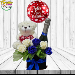 PARA HOMBRE DIA DE LOS ENAMORADOS 6 ROSAS JABON 1 PELUCHE 20 CM CHAMPAGNE 375 Y GLOBO