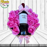 BASE HEXAGONAL 15 ROSA ETERNAS Y BOTELLA DE 750 ML