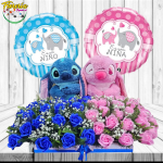 ARREGLO PARA REVELACION DE SEXO CON ROSAS ETERNAS Y GLOBOS