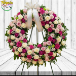 CORONA SURTIDA 50 ROSAS Y ATRIL