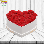 CAJA CORAZON AMOR ETERNO CON 15 ROSAS JABON