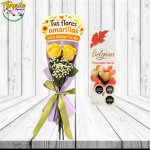 RAMO DE 2 ROSAS AMARILLAS, BOMBONES BELGIAN Y TOPPER FLORES AMARILLAS