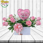 CARTERA DE 8 ROSAS Y GLOBO DIA DE LAS MADRES