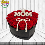 CAJA CORAZON MAMA: CON 20 ROSAS, TOPPER Y LACITO