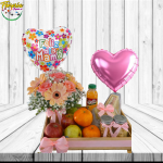 DESAYUNO MAMA: FRUTAS, FLORES Y GLOBO