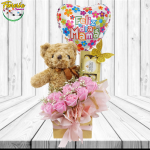 REGALA A MAMA: 12 ROSAS DE JABON, 1 PELUCHE DE 25CM, 1 FERRERO ROCHER DE 100GRS Y GLOBO