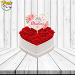 CAJA CORAZON MAMA: 15 ROSAS ETERNAS Y TOPPER
