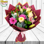 RAMO MIX FLORAL: 4 ROSAS, 3 GERBERAS, 4 LILIUM Y FOLLAJE TEMPORADA