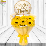 RAMO AMOR DE 6 GIRASOLES ETERNOS CON GLOBITO