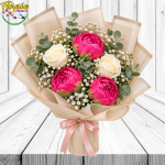 RAMO DE TEMPORADA CON 3 PEONIAS Y 2 ROSAS